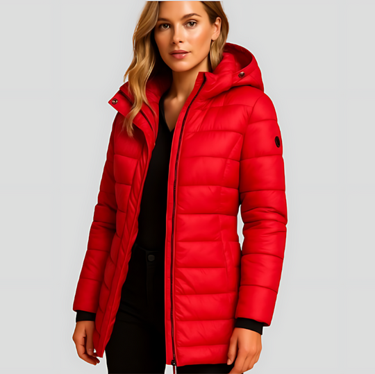 Women's Quilted Puffer Jacket with Hood