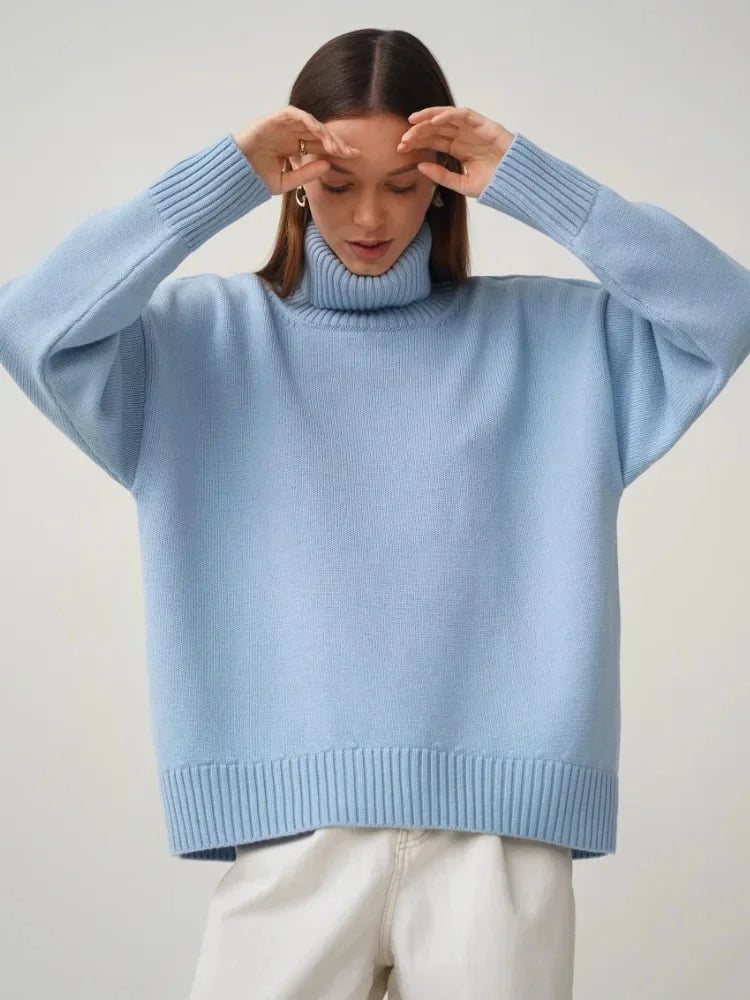 Women's Knit Oversized Turtleneck Sweater