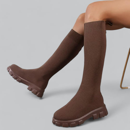 Women's Knee-High Boots with Chunky Platform Heel