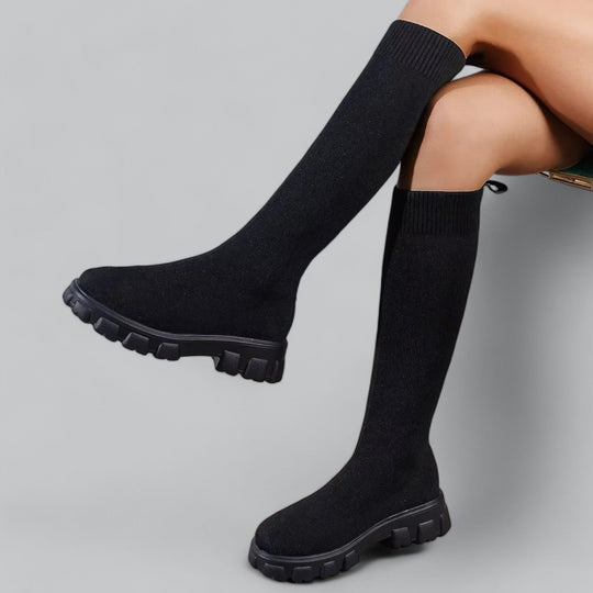 Women's Knee-High Boots with Chunky Platform Heel