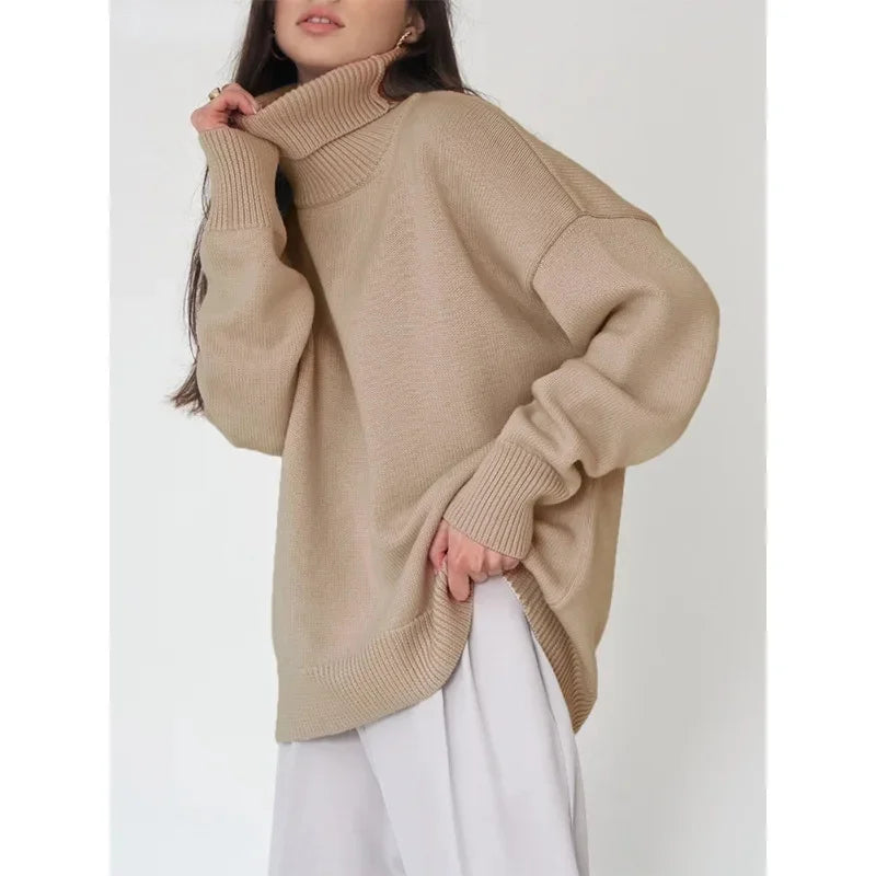 Women's Knit Oversized Turtleneck Sweater
