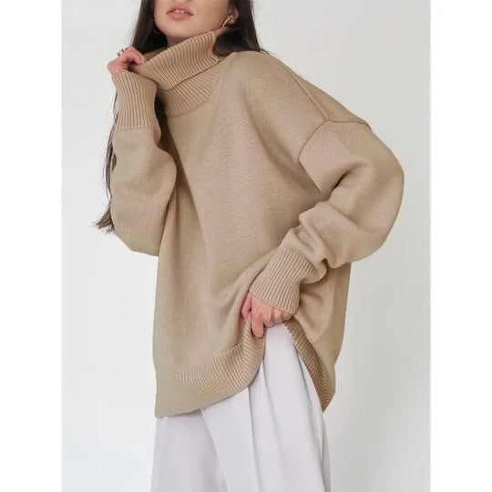 Women's Knit Oversized Turtleneck Sweater