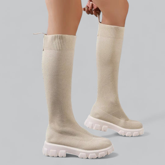 Women's Knee-High Boots with Chunky Platform Heel