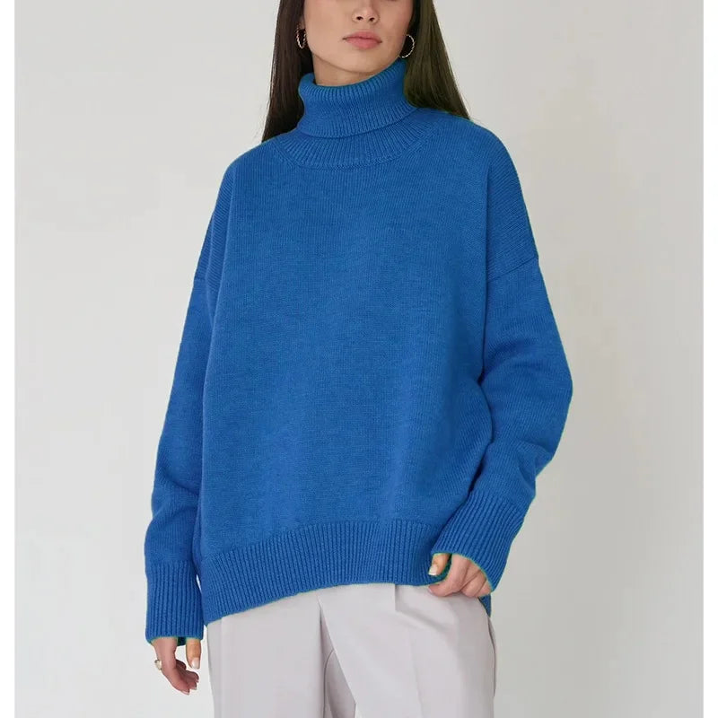 Women's Knit Oversized Turtleneck Sweater