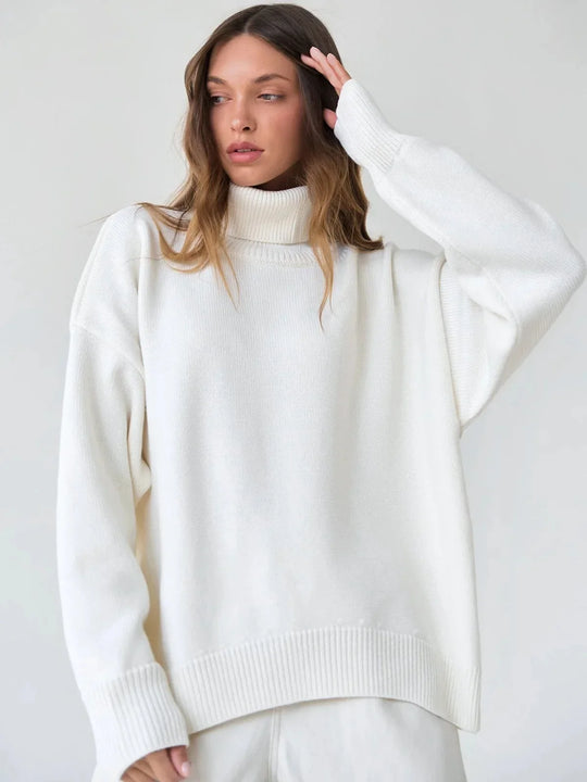 Women's Knit Oversized Turtleneck Sweater