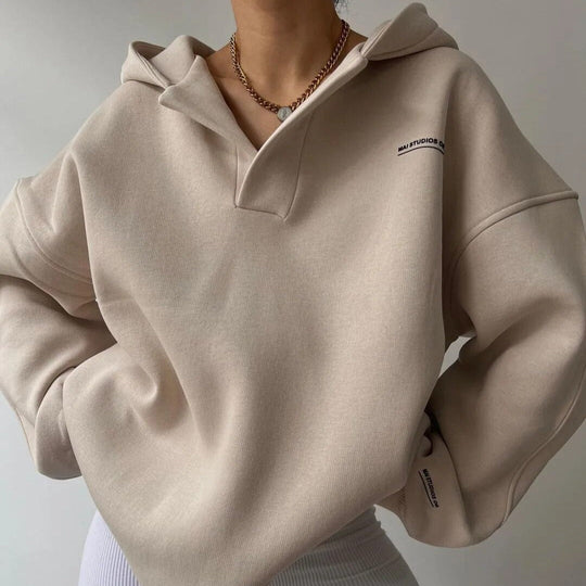 Women's Oversized V-Neck Pullover Hoodie