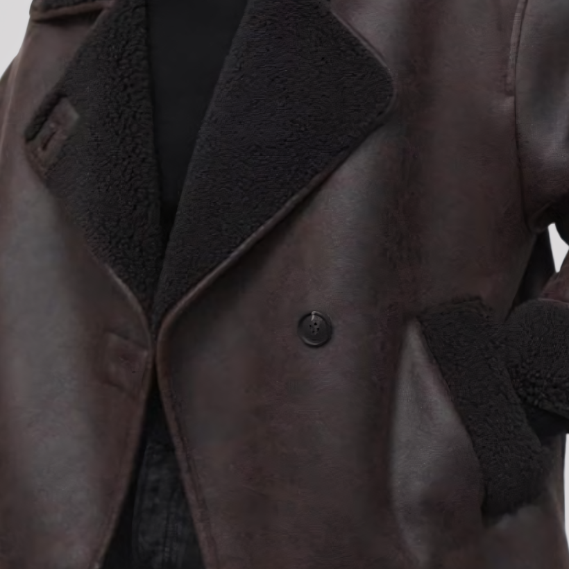 Relaxed Fit Shearling Lined Winter Jacket