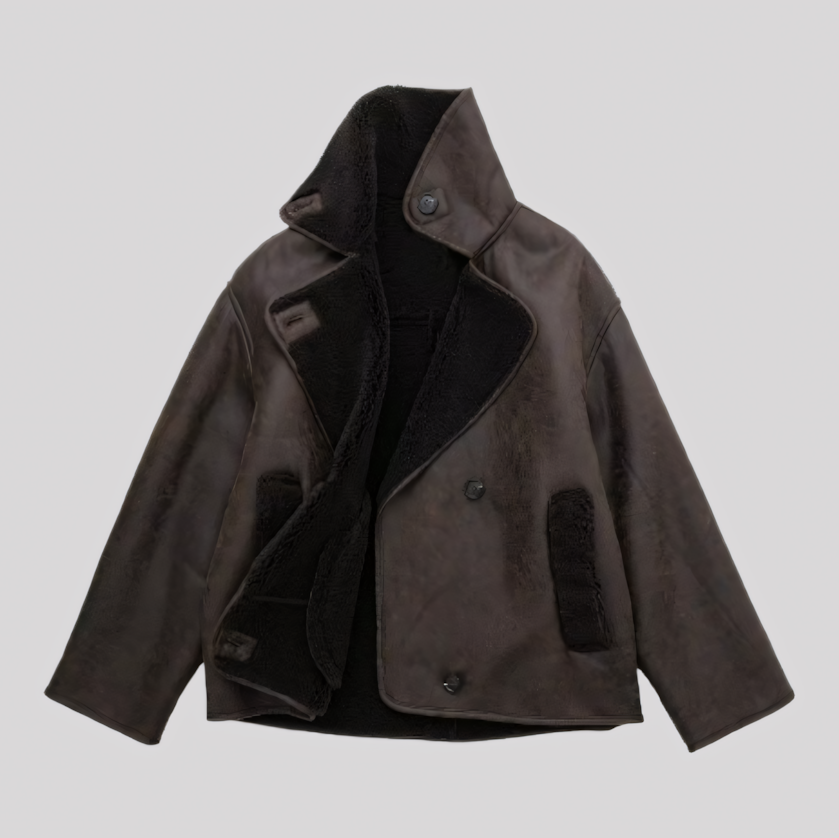 Relaxed Fit Shearling Lined Winter Jacket