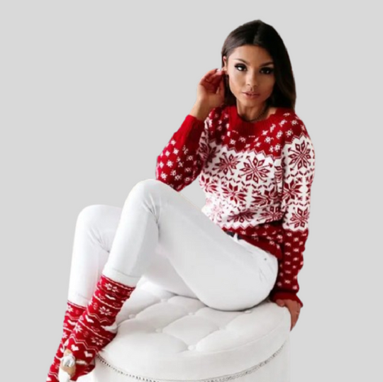 Women's Crewneck Snowflake Christmas Sweater