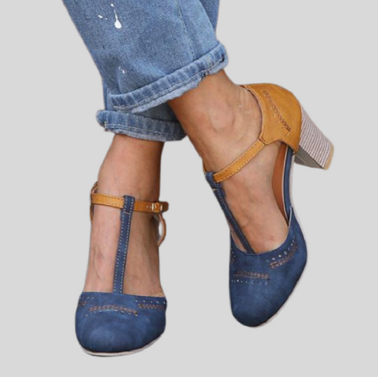 Vintage Style T-Strap Block Heel Shoes