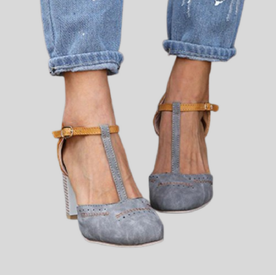 Vintage Style T-Strap Block Heel Shoes