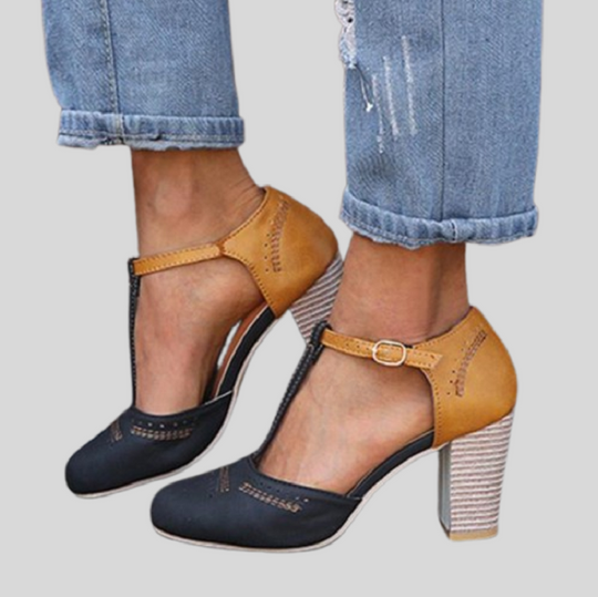 Vintage Style T-Strap Block Heel Shoes