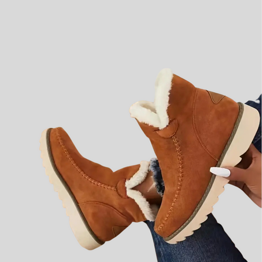 Women's Textured Winter Ankle Boots with Stitched Detail