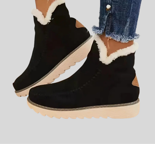Women's Textured Winter Ankle Boots with Stitched Detail