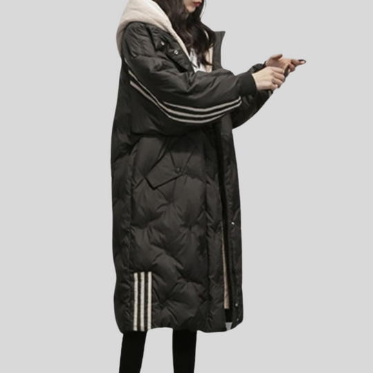 Quilted Hooded Winter Puffer Jacket for Women – Extended Length Design