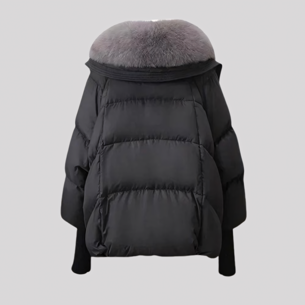 Women's Winter Puffer Jacket with Oversized Plush Collar