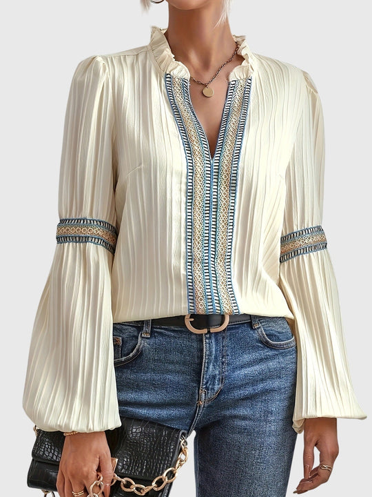 Bohemian Long Sleeve Shirt with Tribal Details