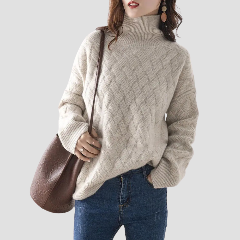 Elise - Women’s Turtleneck Cable Knit Sweater