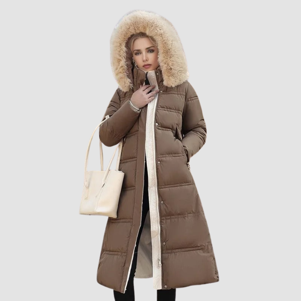 Women Modern Fur-Collar Long Puffer Coat
