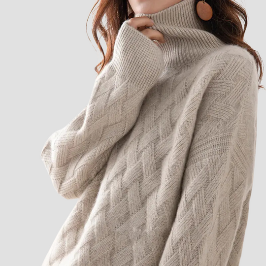 Elise - Women’s Turtleneck Cable Knit Sweater