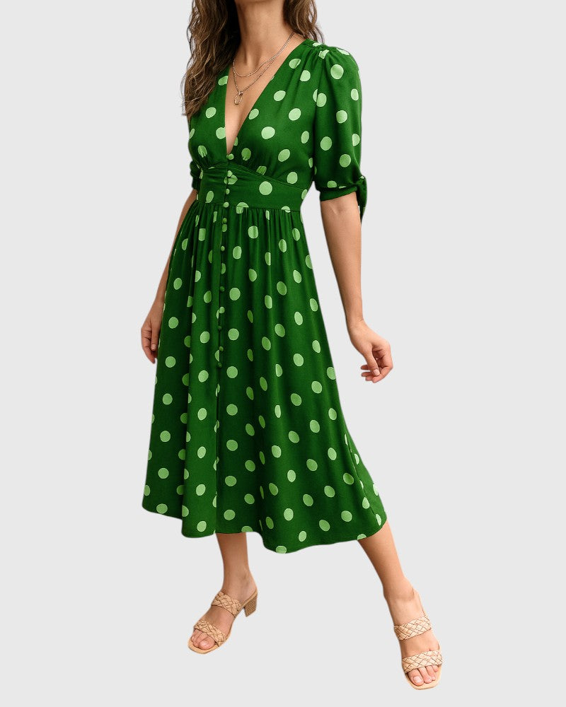Alexandra - Elegant Polka Dot Dress