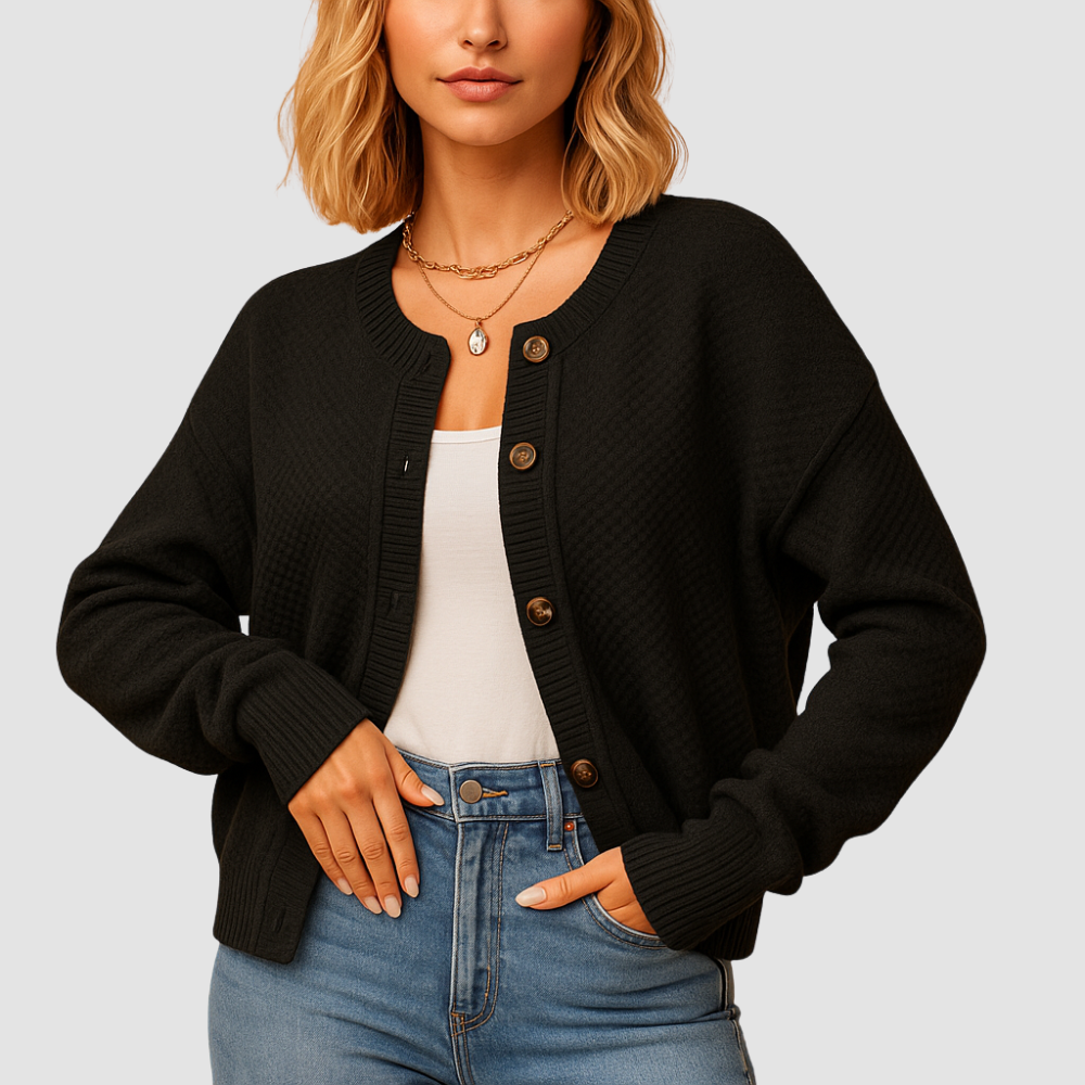 Minimalist long sleeve knit cardigan for women