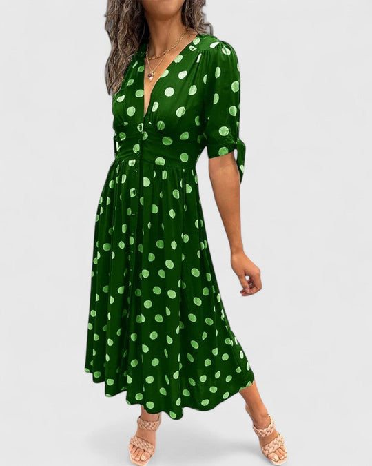 Colette - Sophisticated Polka Dot Dress