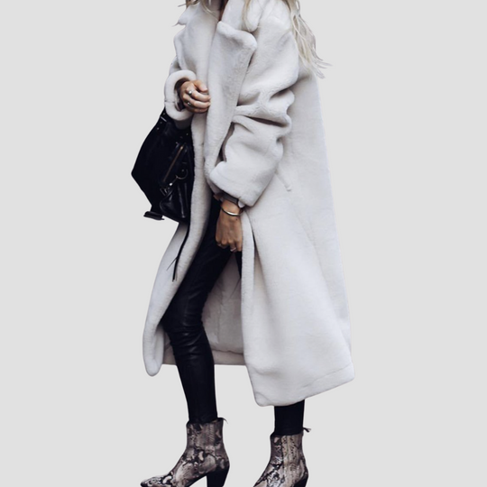 Mila - Women's incredibly oversize stylish long warm jacket with lapel