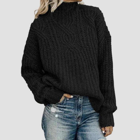 Veronica - Cable-knit turtleneck sweater for women