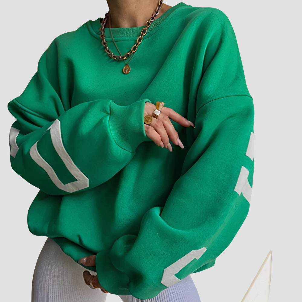 Agnes - Long-sleeved sweatshirt with printed letters and crew neck for women