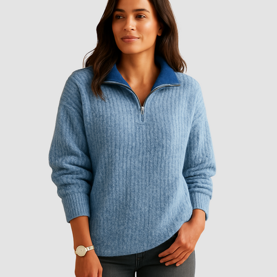 Chic half-zip pullover sweater for women