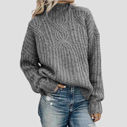 Veronica - Cable-knit turtleneck sweater for women