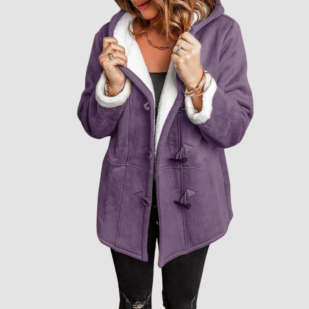 Women Toggle Button Sherpa Coat