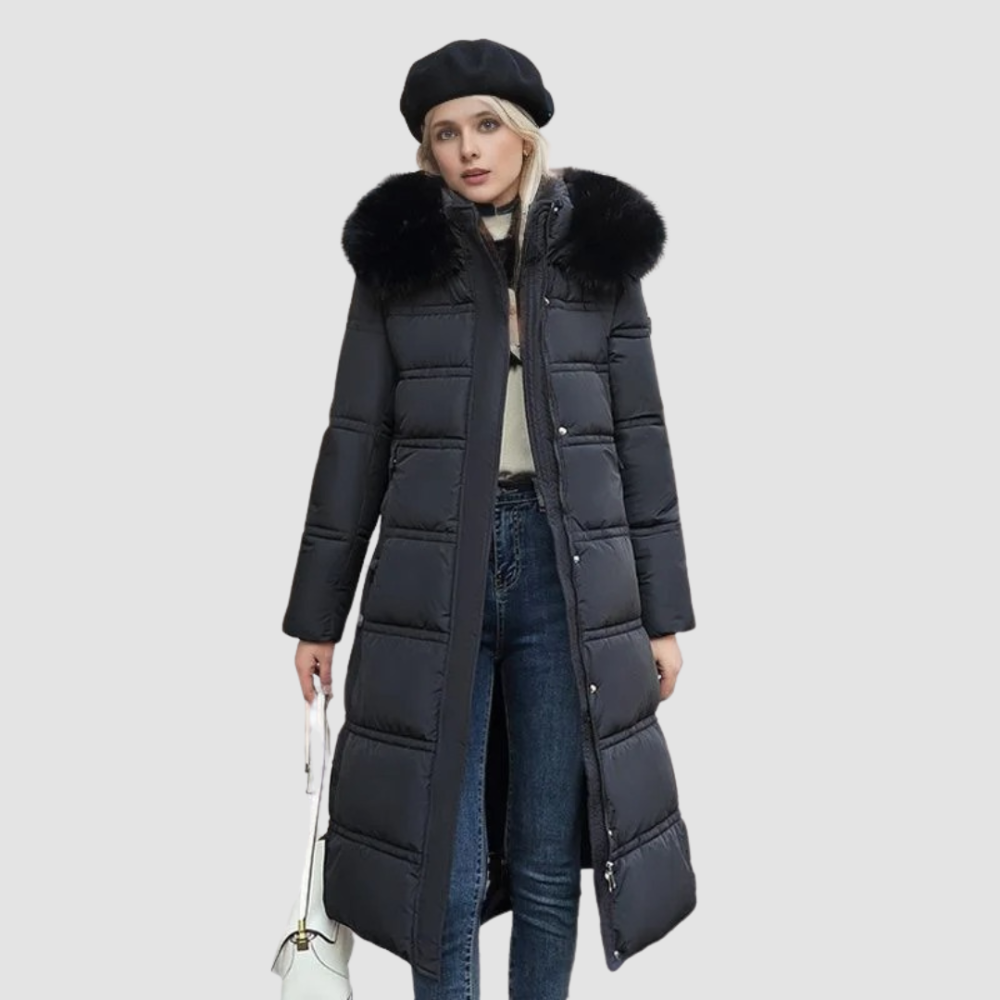 Women Modern Fur-Collar Long Puffer Coat