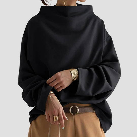 Victoria - Women's fleece pullover high neck loose sweatshirt