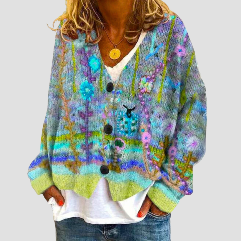 Women's Vibrant Floral Cardigan for a Playful Pop of Colour