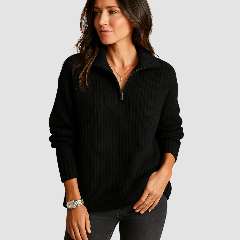 Chic half-zip pullover sweater for women