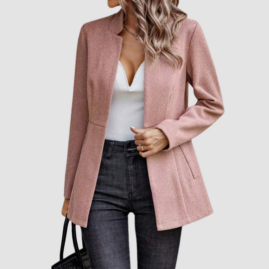Modern Pink Plain Long-sleeved Women's Blazer Jacket