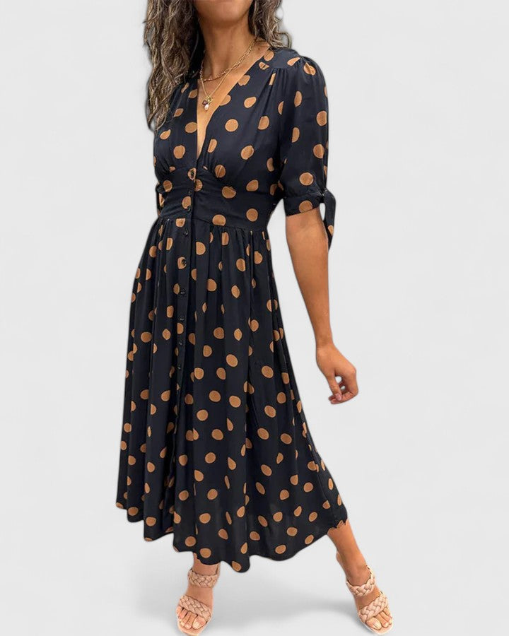 Colette - Sophisticated Polka Dot Dress