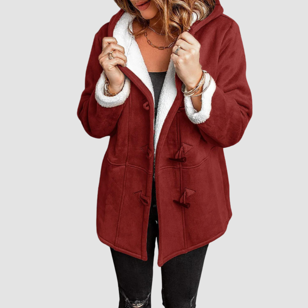 Women Toggle Button Sherpa Coat
