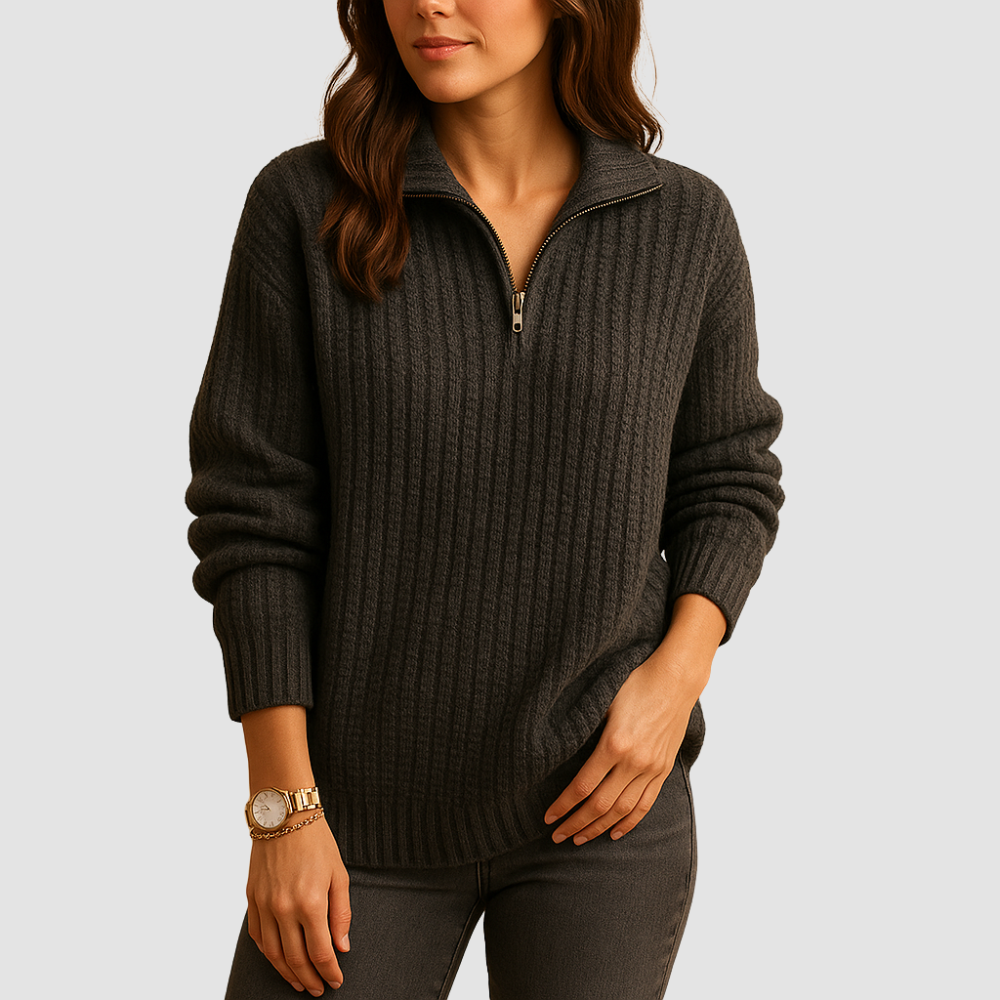 Chic half-zip pullover sweater for women