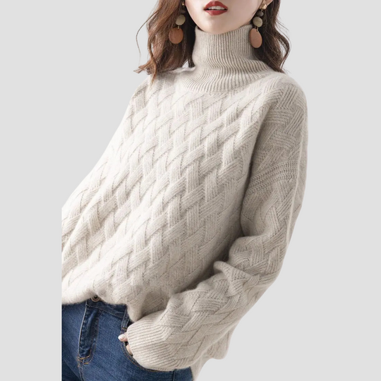 Elise - Women’s Turtleneck Cable Knit Sweater