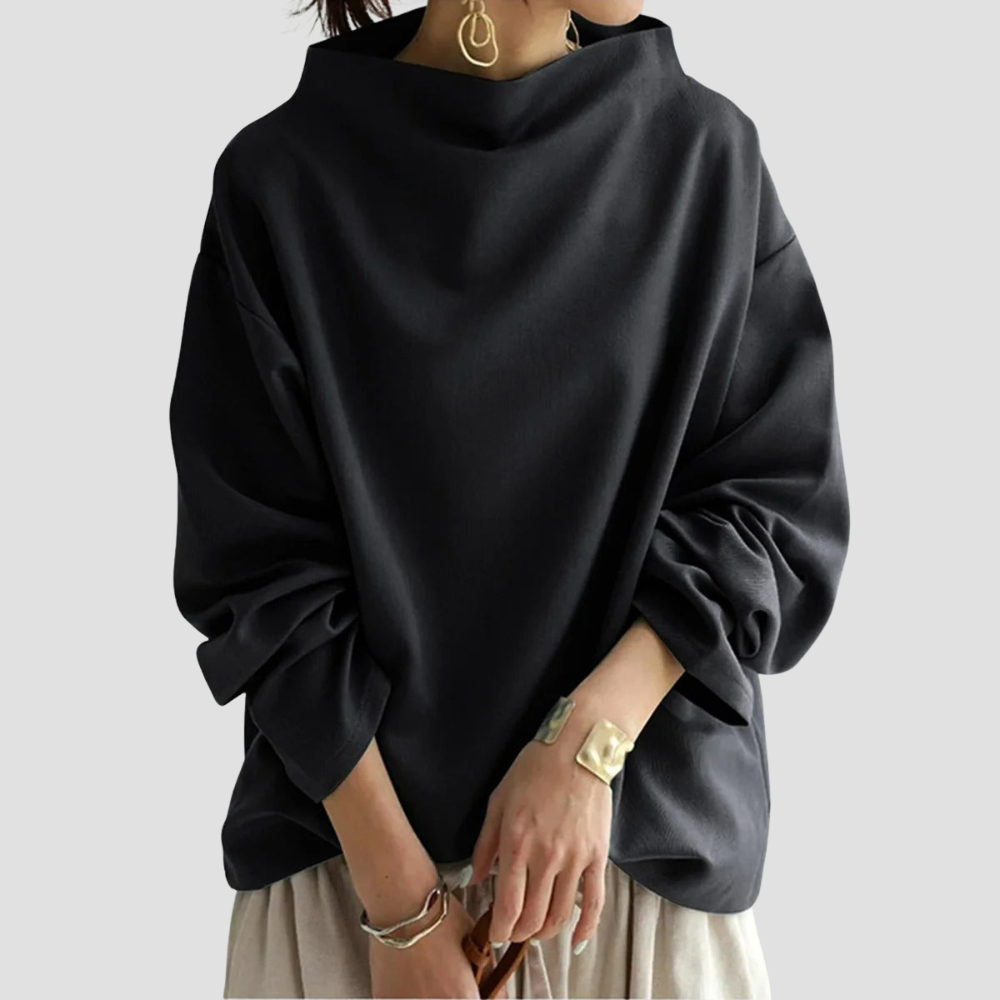 Victoria - Women's fleece pullover high neck loose sweatshirt