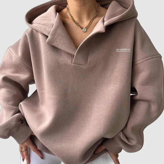 Women's Oversized V-Neck Pullover Hoodie