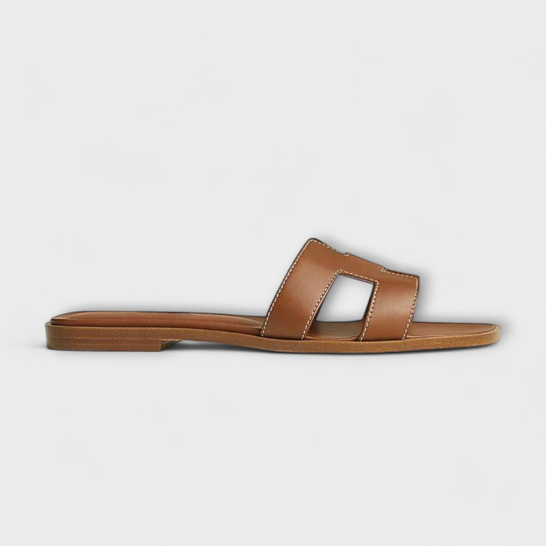 Nelia – Flat Summer Slippers with Decorative Stitching