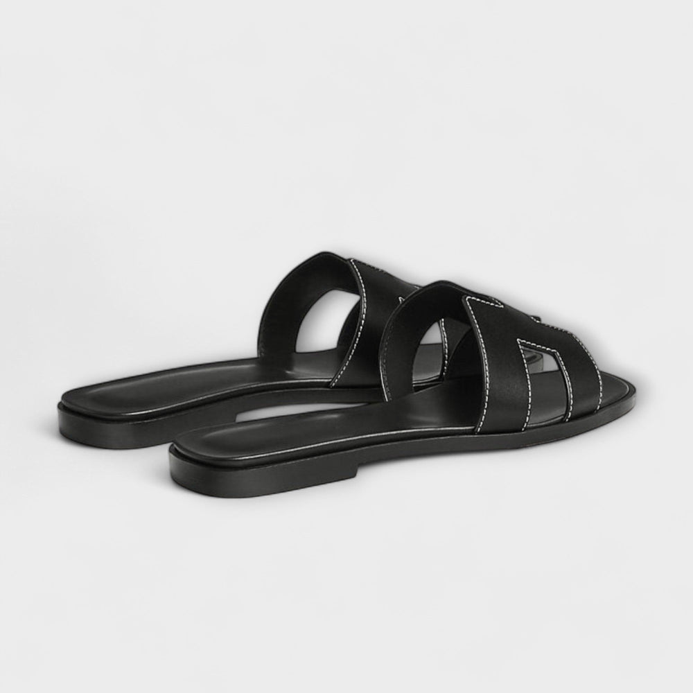 Nelia – Flat Summer Slippers with Decorative Stitching