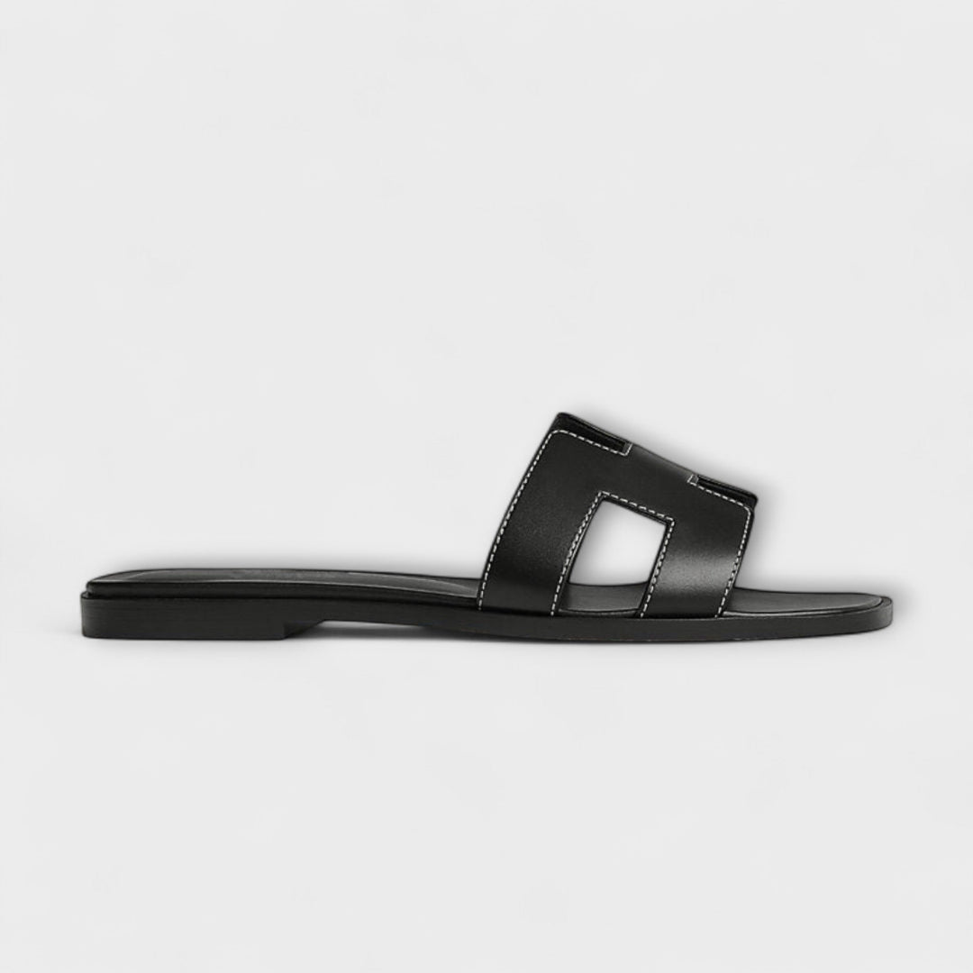 Nelia – Flat Summer Slippers with Decorative Stitching