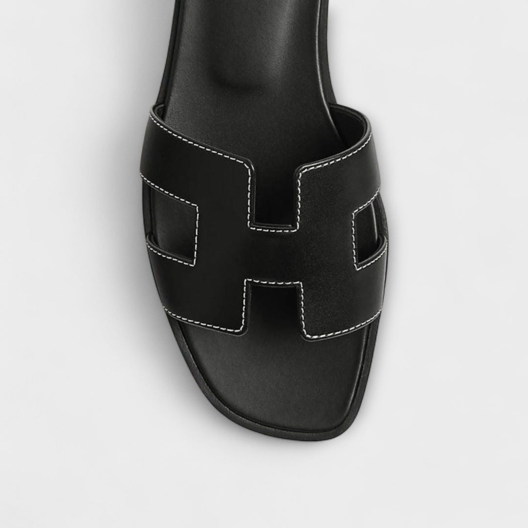 Nelia – Flat Summer Slippers with Decorative Stitching