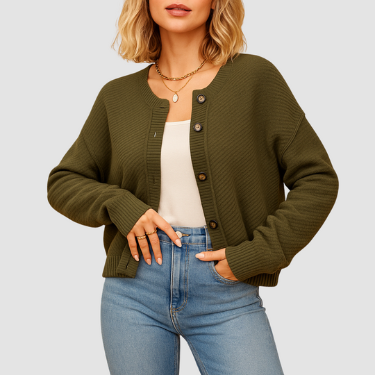 Minimalist long sleeve knit cardigan for women