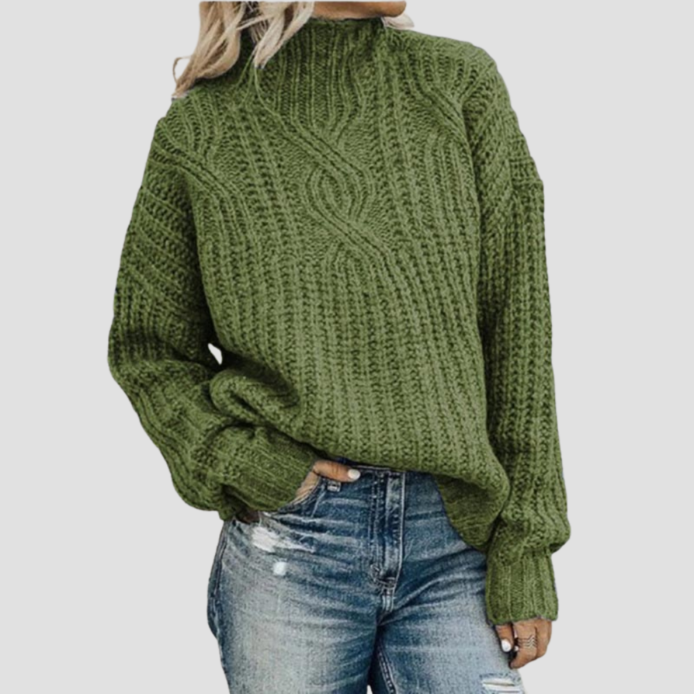 Veronica - Cable-knit turtleneck sweater for women